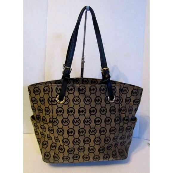 Michael Kors Grayson Shoulder Bag Signature Canvas Tote Purse Side Pockets - Picture 6 of 10